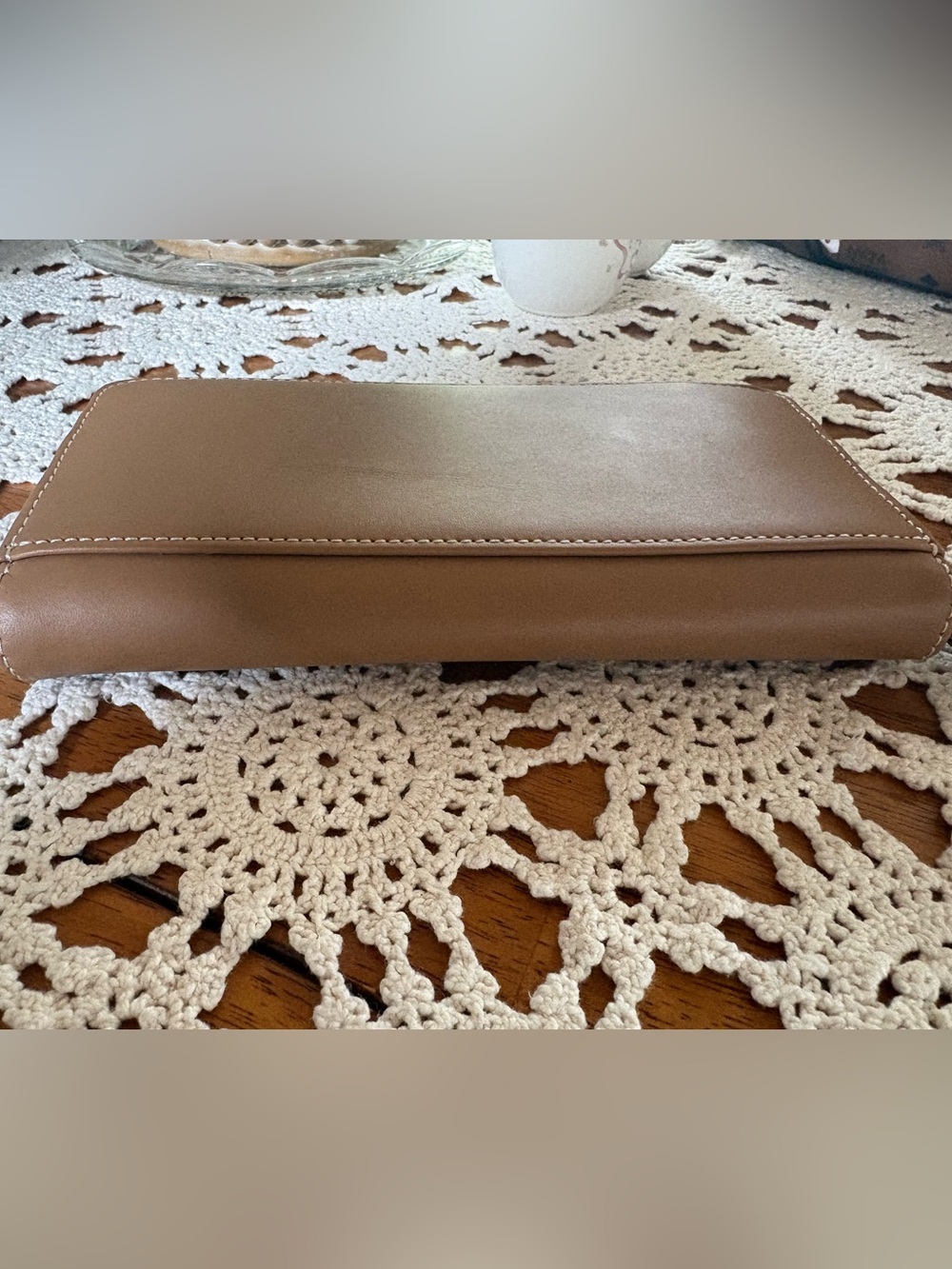 Dooney & Bourke Tan Leather Zip Around Wristlet Wallet Gold Hardware - Picture 7 of 12